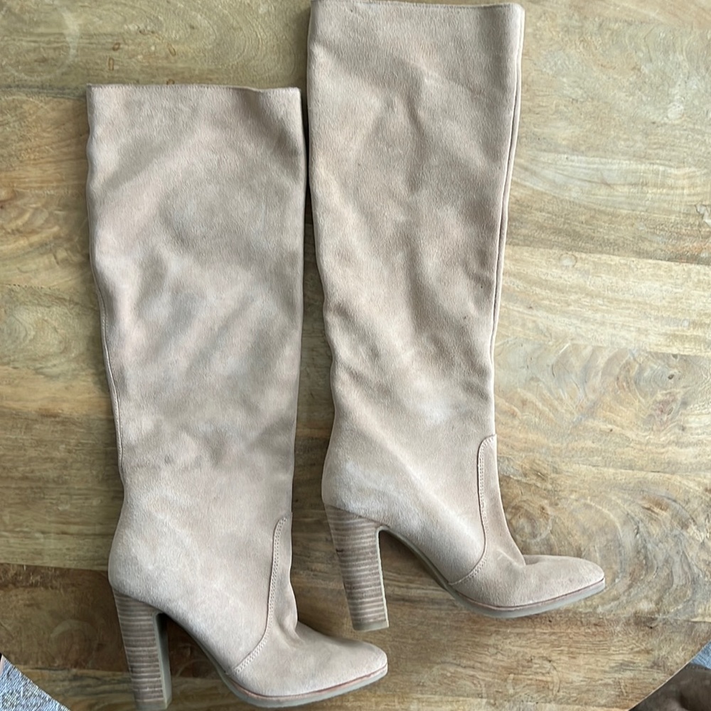 Anthropologie Dolce Vita Celine Blush Tan Suede Leather Boots Size 7 - Picture 5 of 11